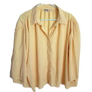 VTG 80's Western Connection Button-up Sz 2X Yellow Sm Spot Long Sleeve Textured
